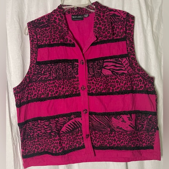 Pink Animal Print  80s Style woman’s vest - Picture 1 of 6